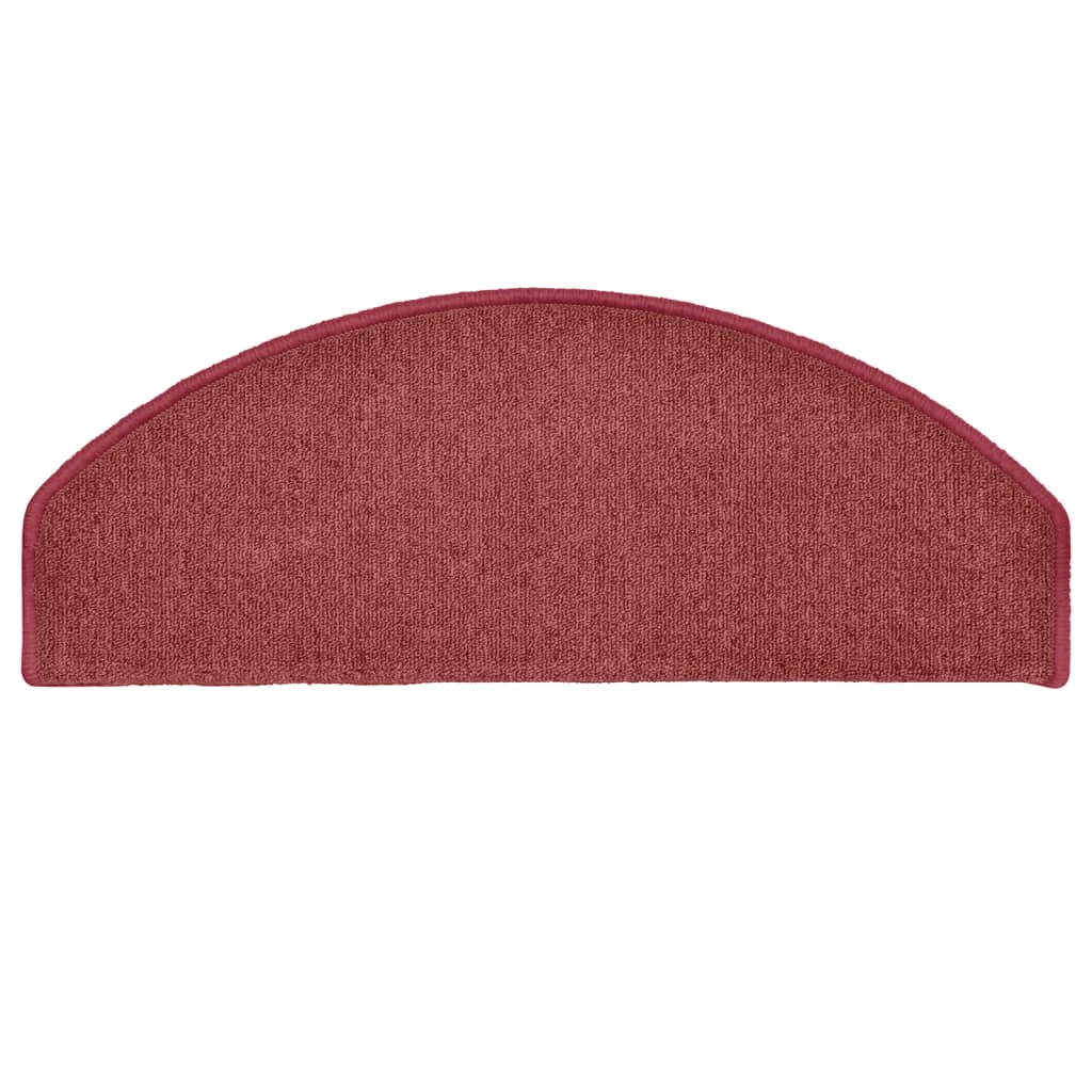 Tappetini per scale 15 pz 65x24x4 cm Bordeaux Semicircolari Grandi