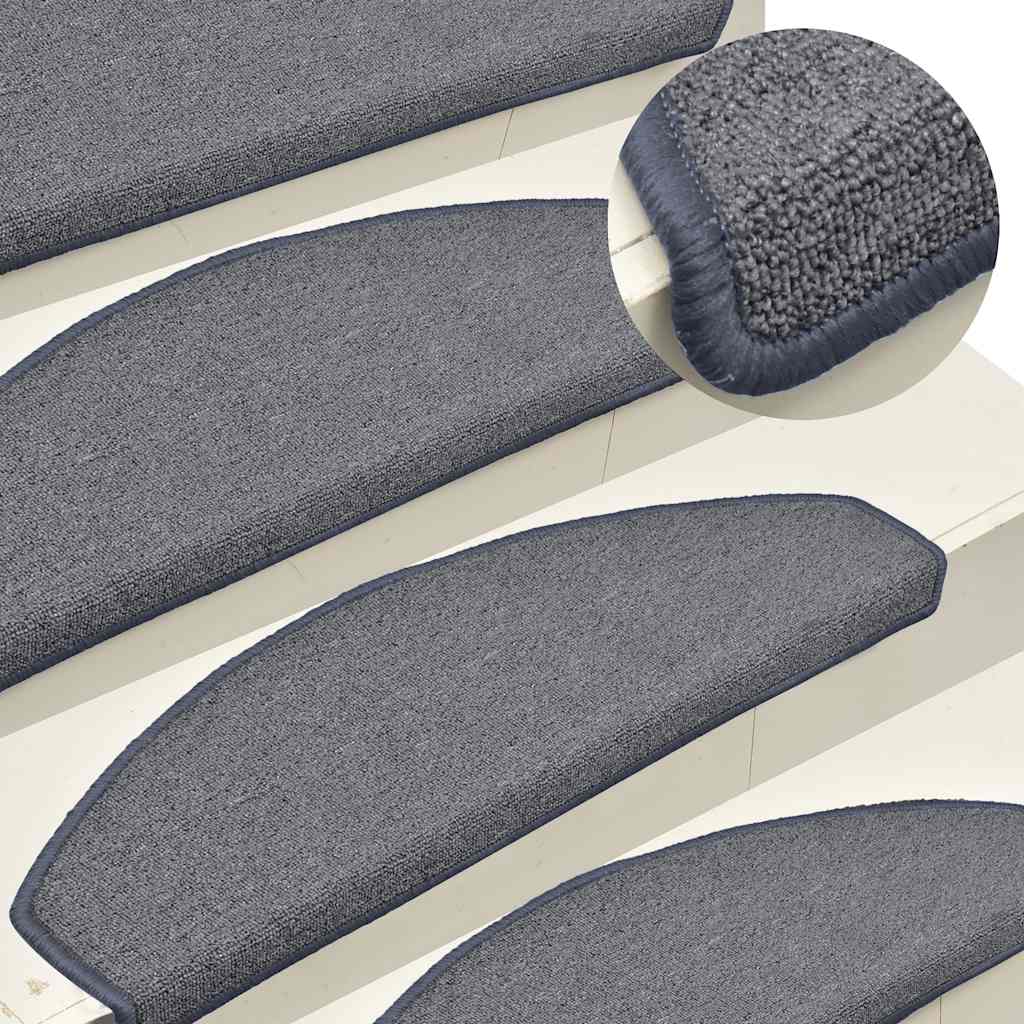 Tappetini per scale 15 pz 65x24x4 cm Grigio chiaro e blu Semicircolari Grandi