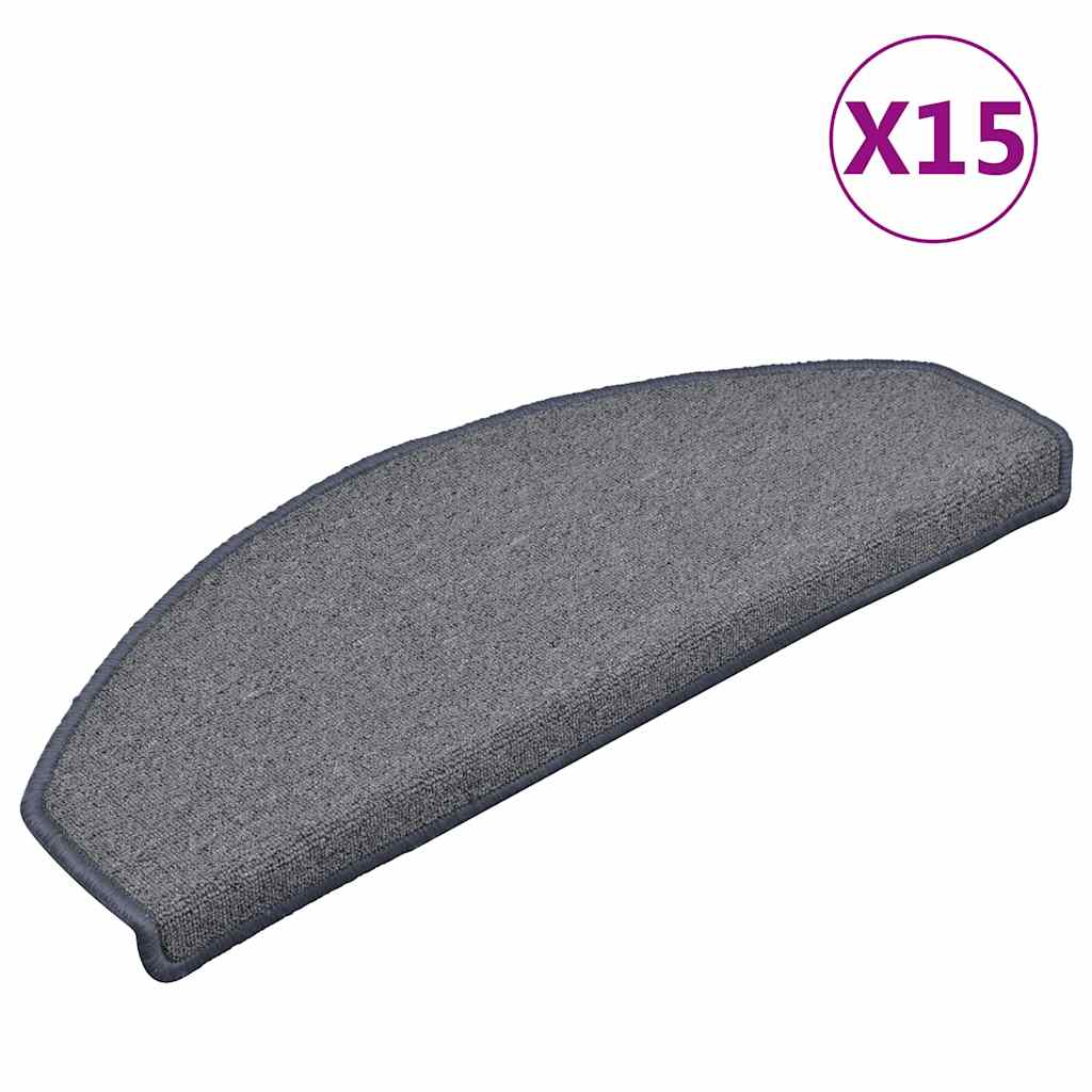 Tappetini per scale 15 pz 65x24x4 cm Grigio chiaro e blu Semicircolari Grandi