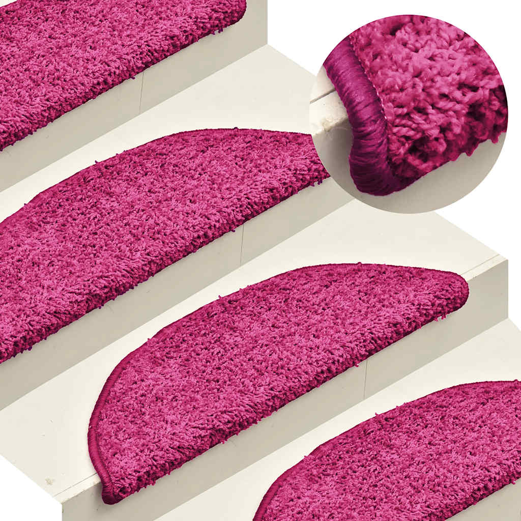 Tappetini per scale 15 pz 56x17x3 cm rosa semicircolari