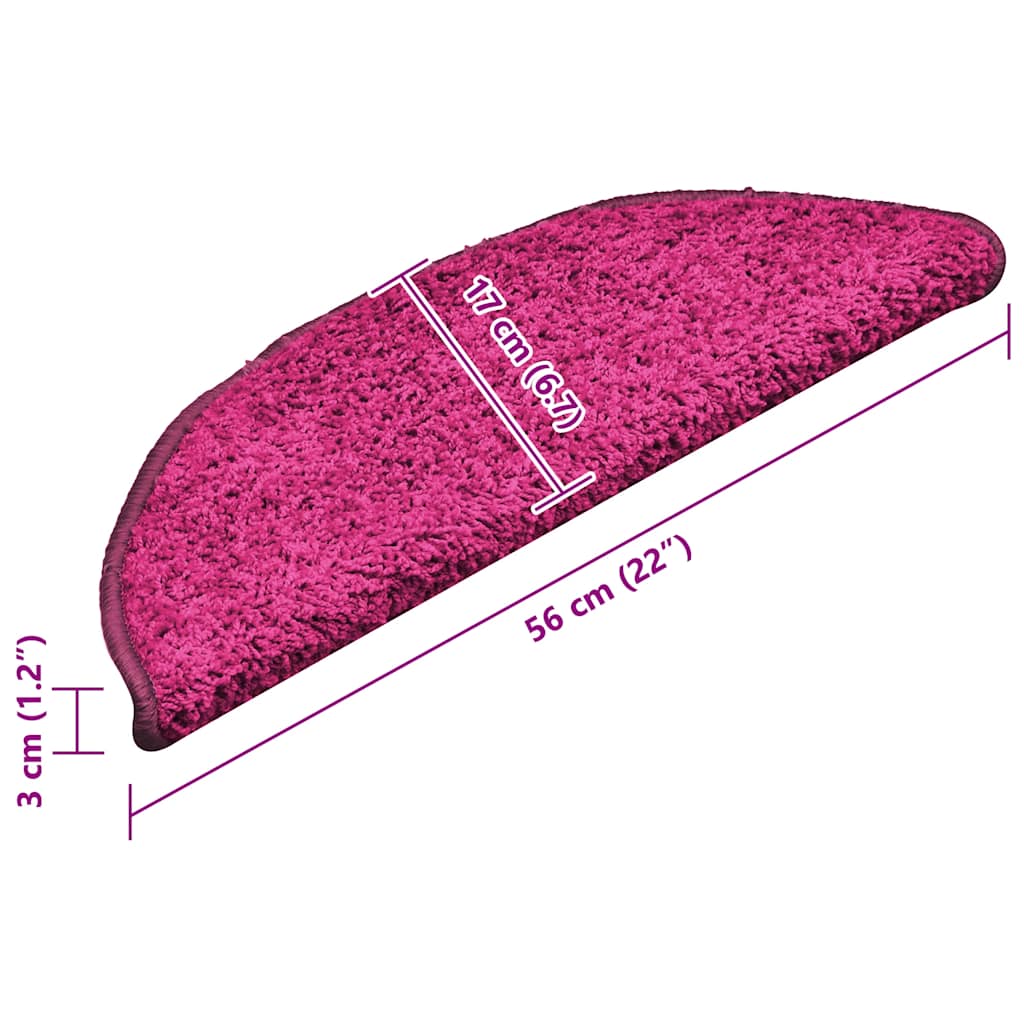 Tappetini per scale 15 pz 56x17x3 cm rosa semicircolari