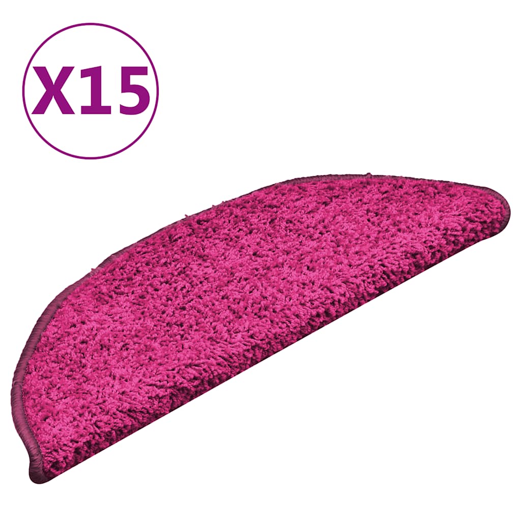 Tappetini per scale 15 pz 56x17x3 cm rosa semicircolari