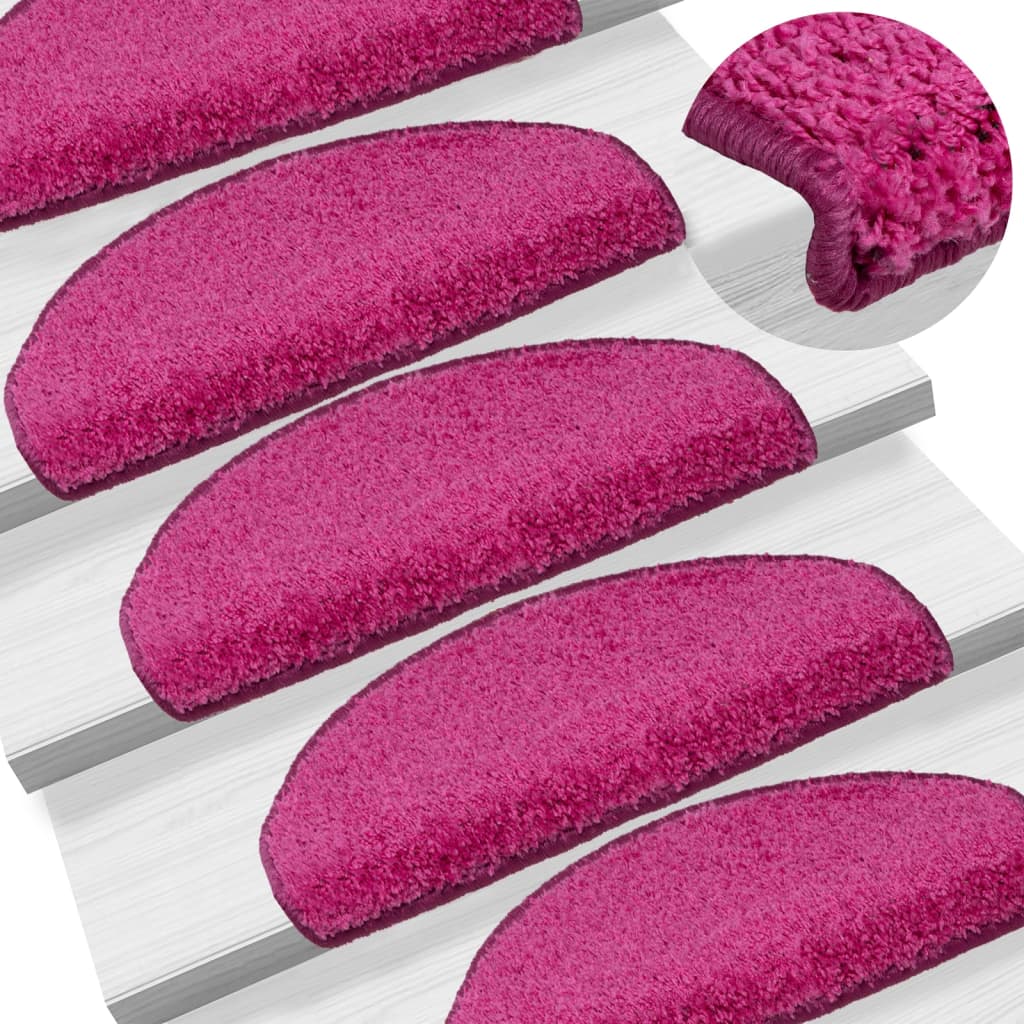 Tappetini per scale 15 pz 65x21x4 cm rosa semicircolari grandi