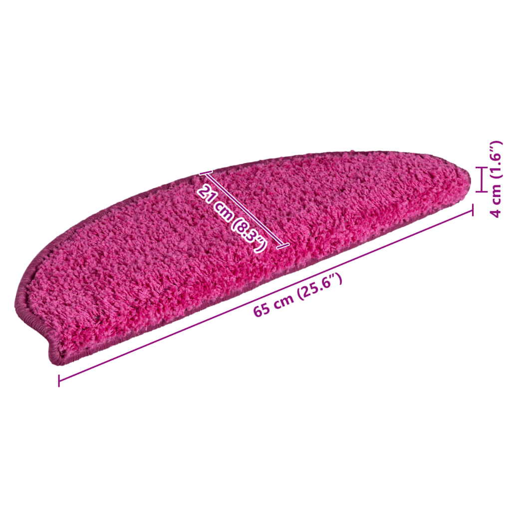 Tappetini per scale 15 pz 65x21x4 cm rosa semicircolari grandi