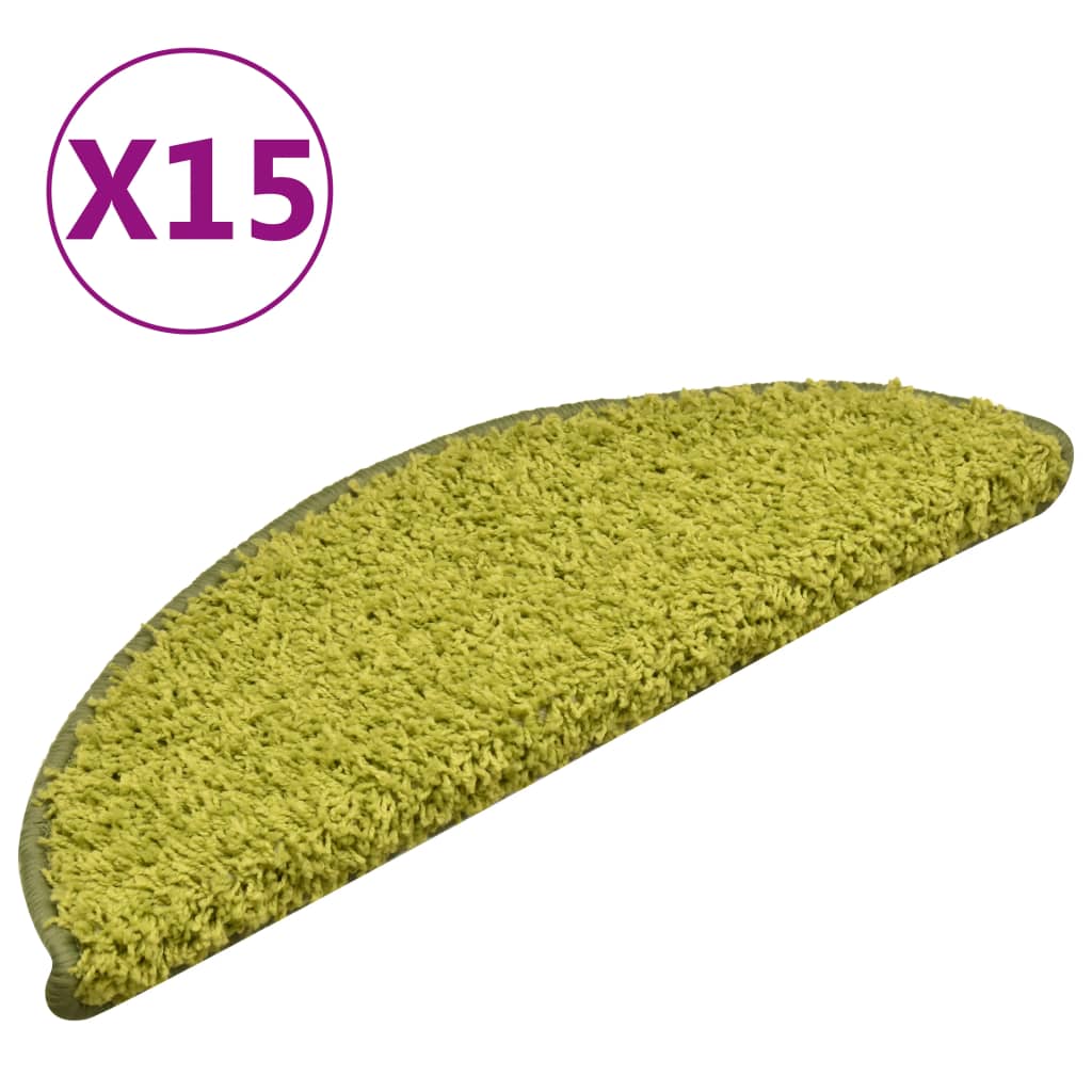 Tappetini per scale 15 pz 56x17x3 cm Verde Semicircolari