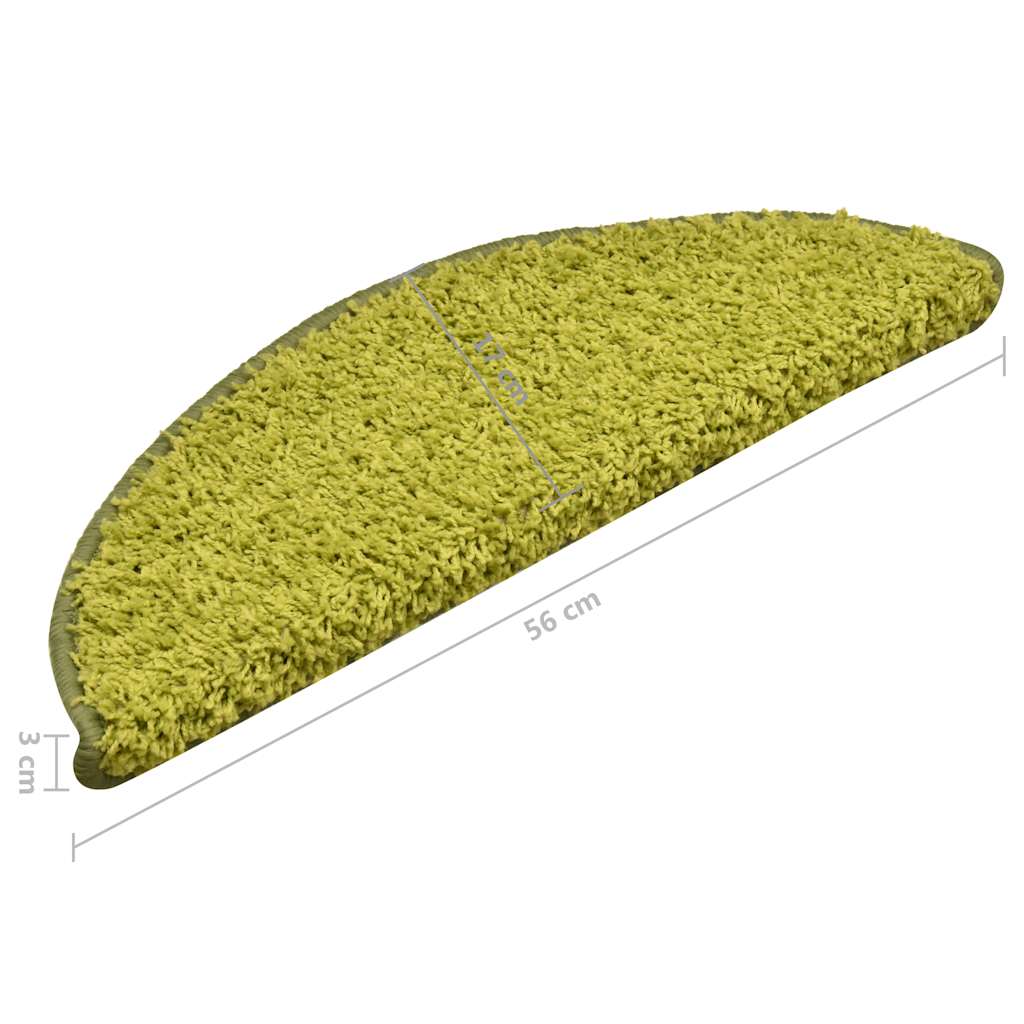 Tappetini per scale 15 pz 56x17x3 cm Verde Semicircolari