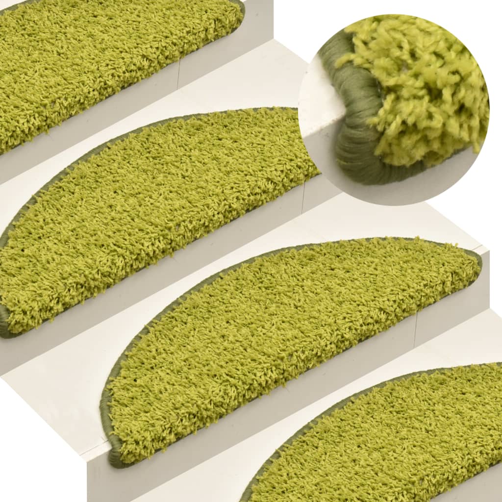Tappetini per scale 15 pz 65x21x4 cm Verde Semicircolari Grandi