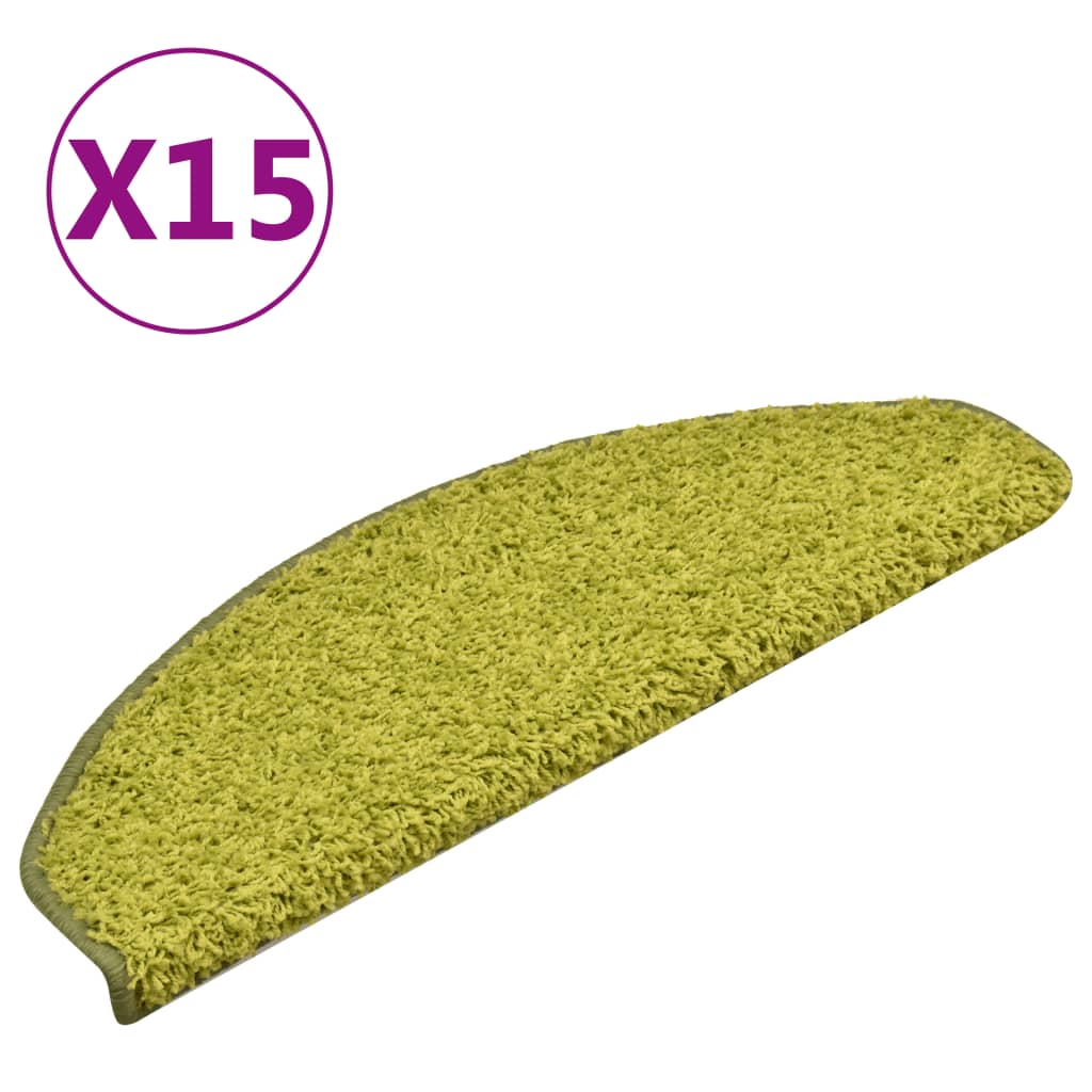 Tappetini per scale 15 pz 65x21x4 cm Verde Semicircolari Grandi