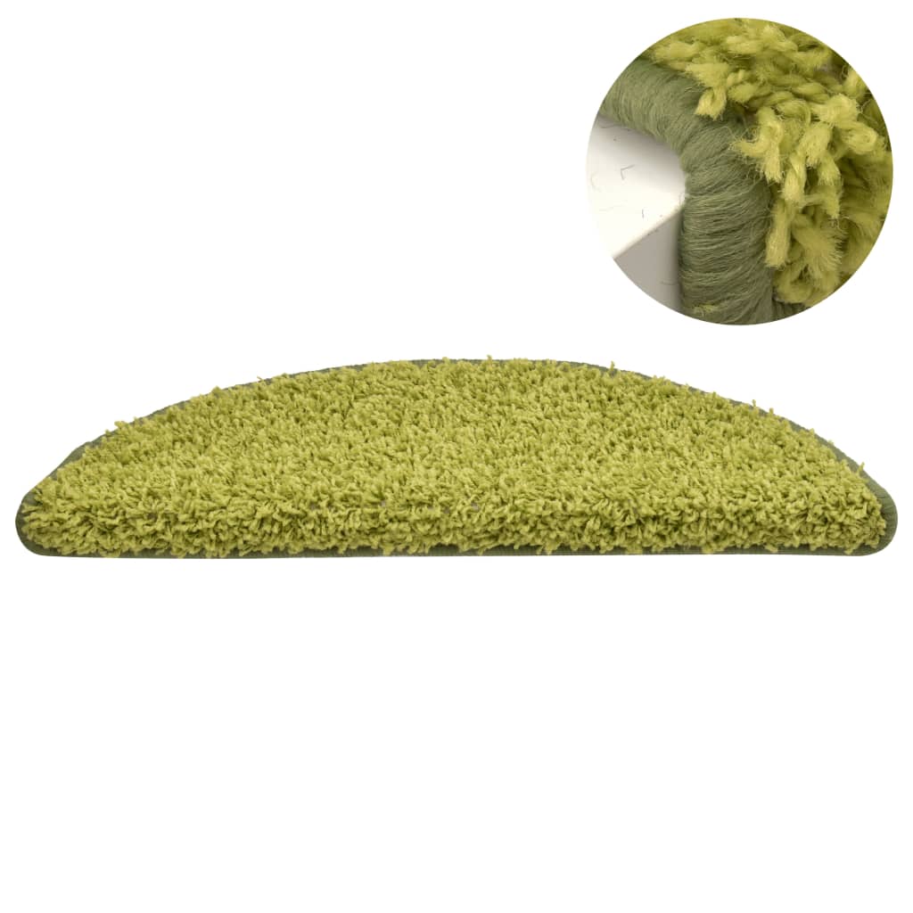 Tappetini per scale 15 pz 65x21x4 cm Verde Semicircolari Grandi