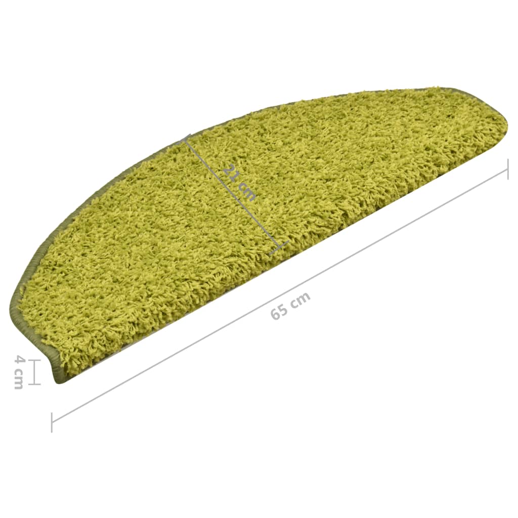 Tappetini per scale 15 pz 65x21x4 cm Verde Semicircolari Grandi
