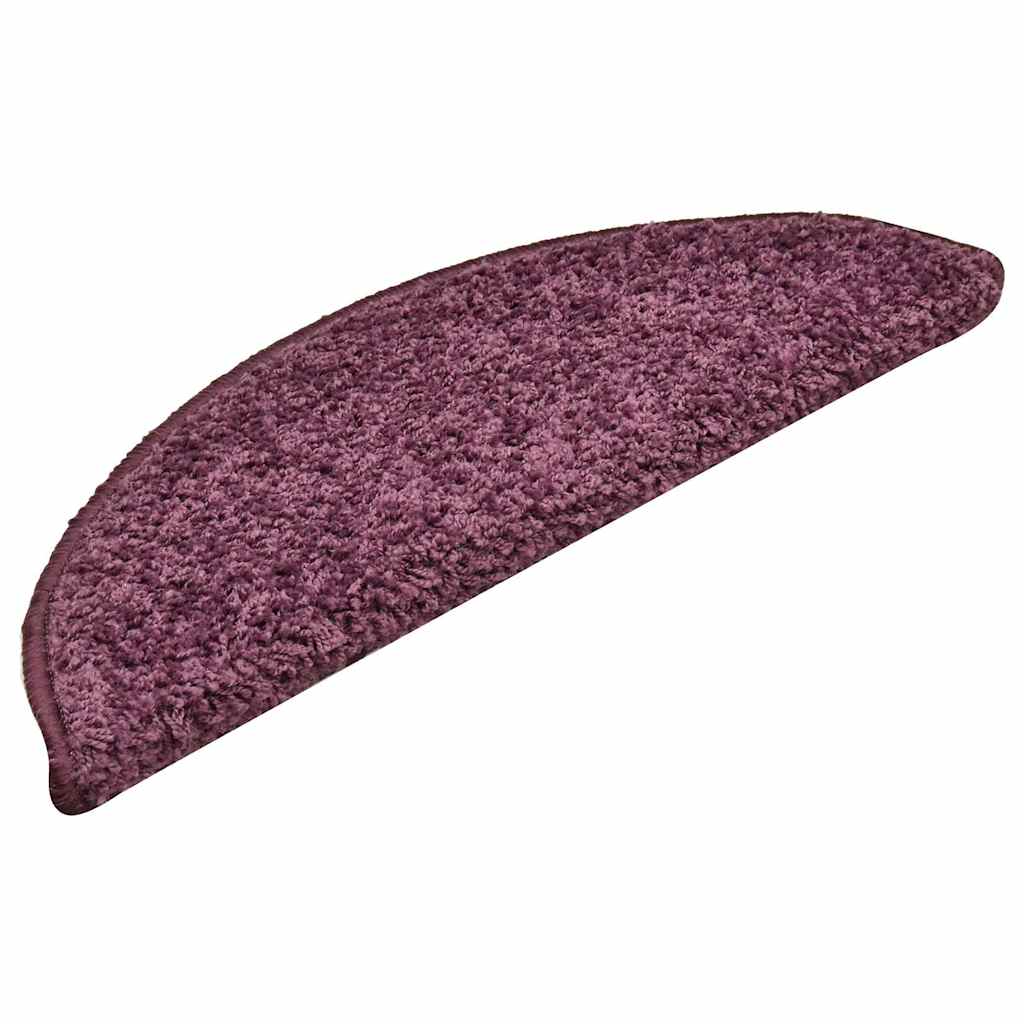 Tappetini per scale 15 pz 56x17x3 cm Viola scuro semicircolari