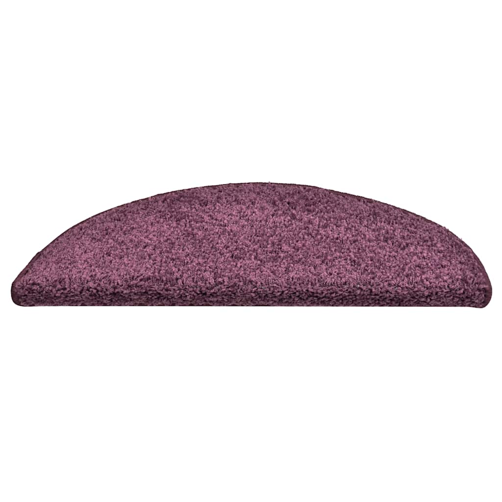 Tappetini per scale 15 pz 56x17x3 cm Viola scuro semicircolari