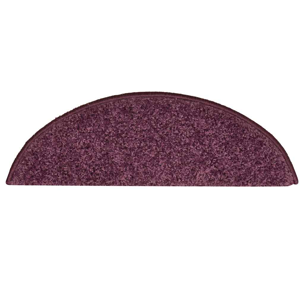 Tappetini per scale 15 pz 56x17x3 cm Viola scuro semicircolari