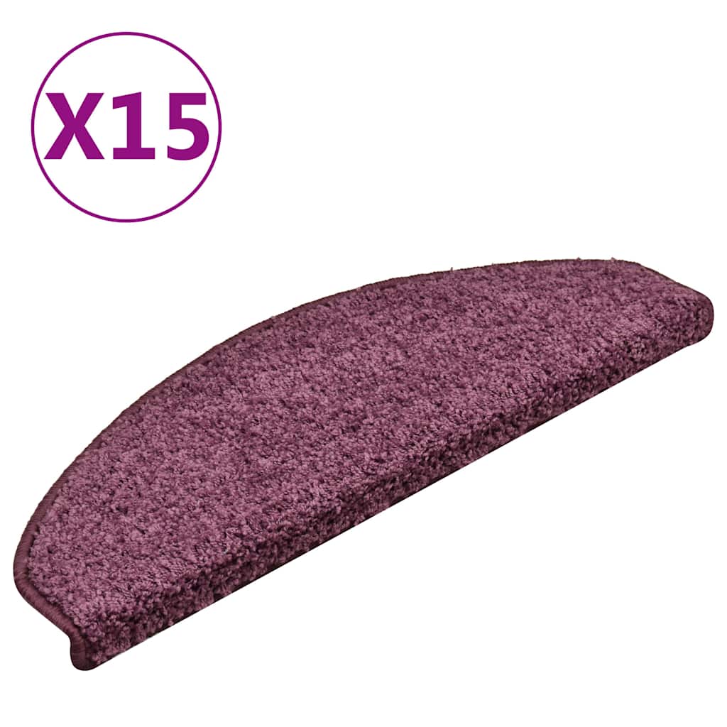 Tappetini per scale 15 pz 65x21x4 cm Viola scuro Semicircolari Grandi