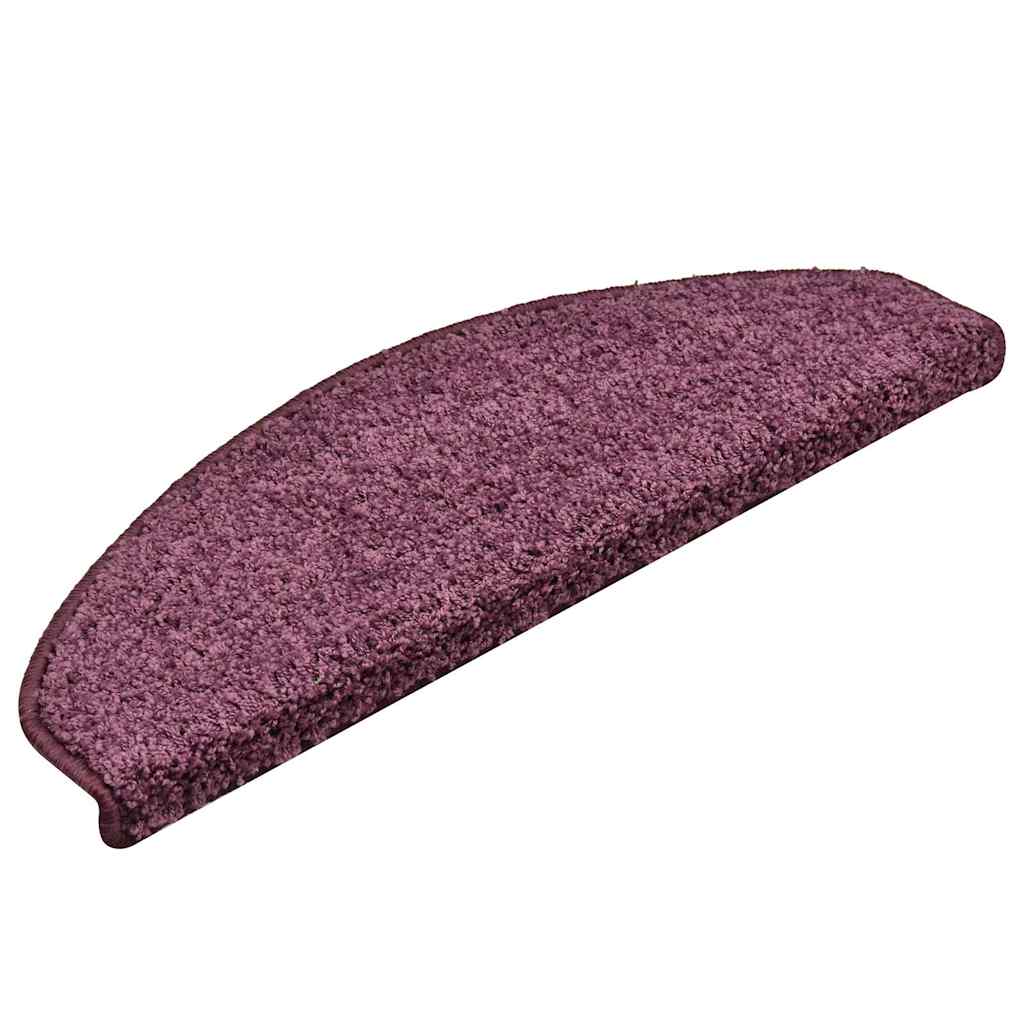 Tappetini per scale 15 pz 65x21x4 cm Viola scuro Semicircolari Grandi