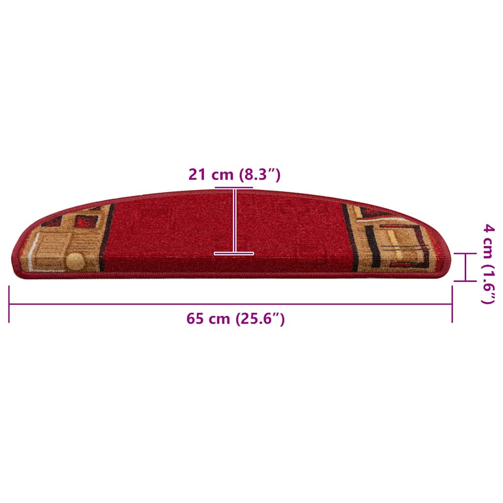 Tappetini Autoadesivi per Scale 15 pz Rossi 65x21x4 cm