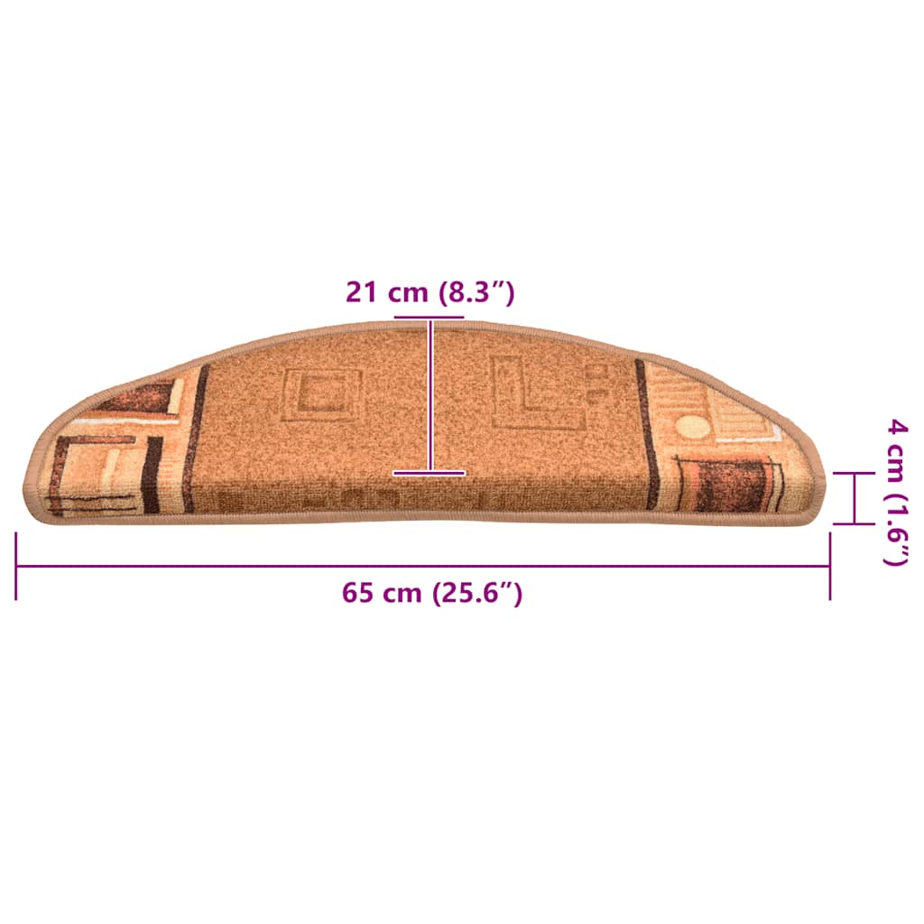 Tappetini Autoadesivi per Scale 15 pz Beige 65x21x4 cm