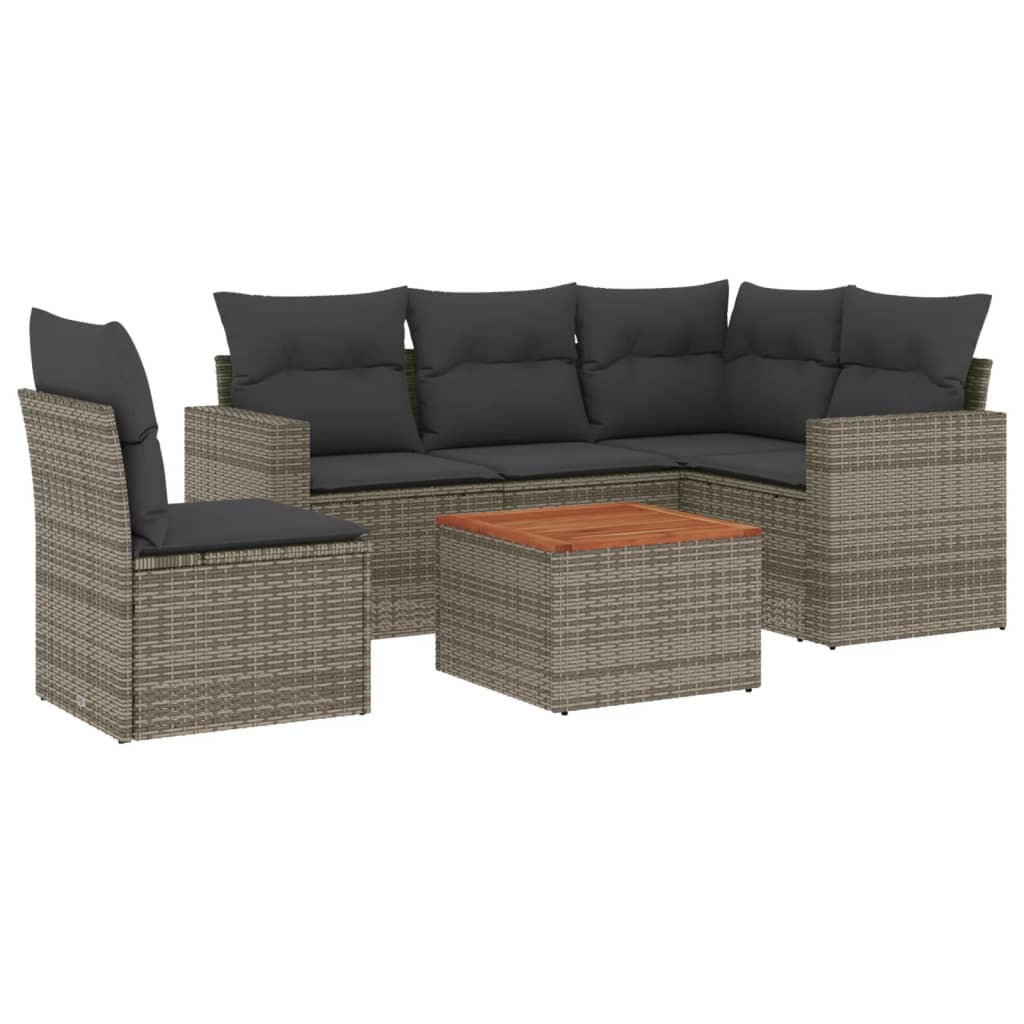 Salotto da giardino 6 posti grigio in polyrattan