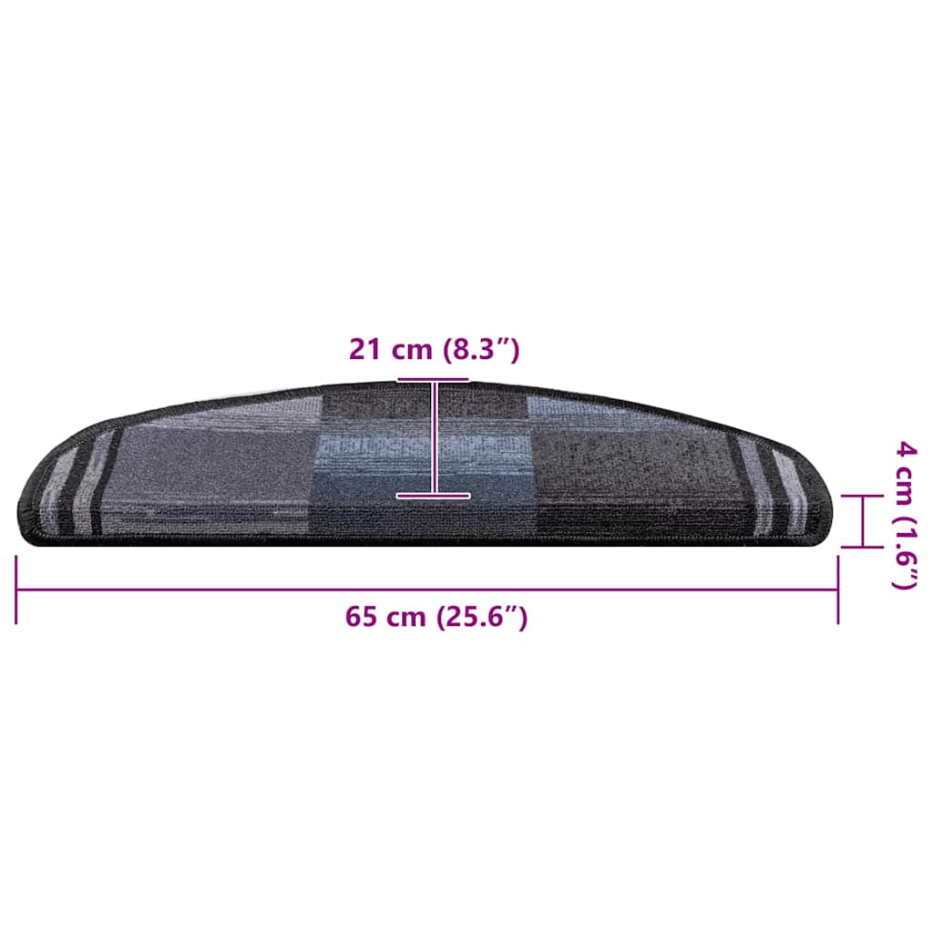 Tappetini Autoadesivi per Scale 15 pz Nero e Grigio 65x21x4 cm