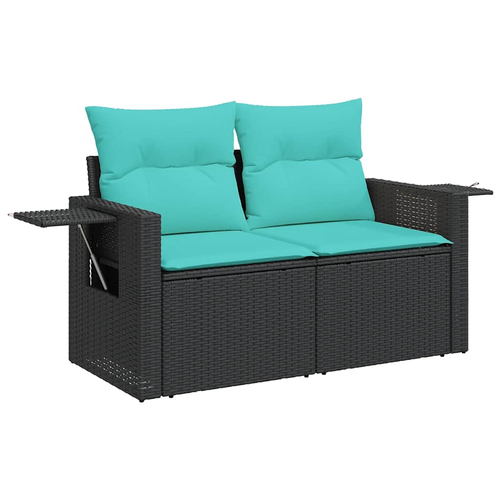 Set Divani da Giardino 6 pz con Cuscini Nero in Polyrattan