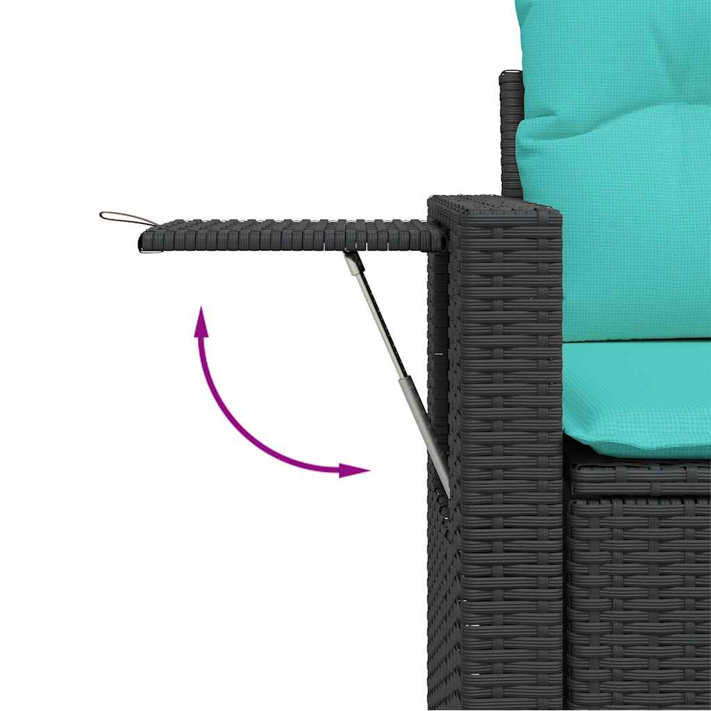 Set Divani da Giardino 6 pz con Cuscini Nero in Polyrattan