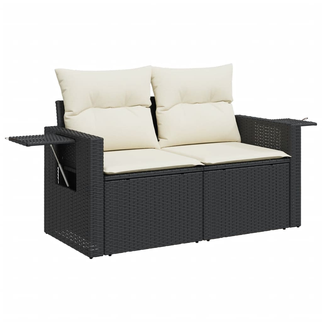 Salotto da Giardino 8 pz Nero in Polyrattan con Cuscini