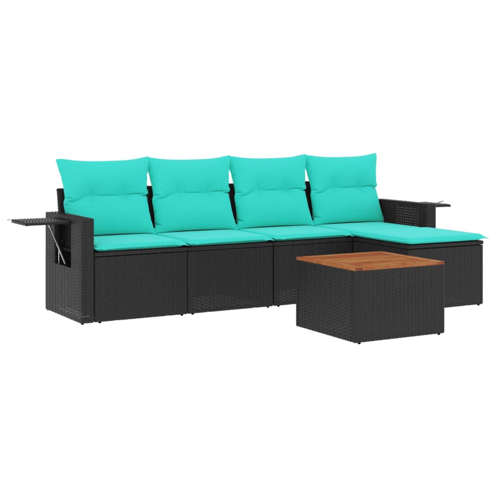 Set Divani da Giardino 6 pz Nero in Polyrattan