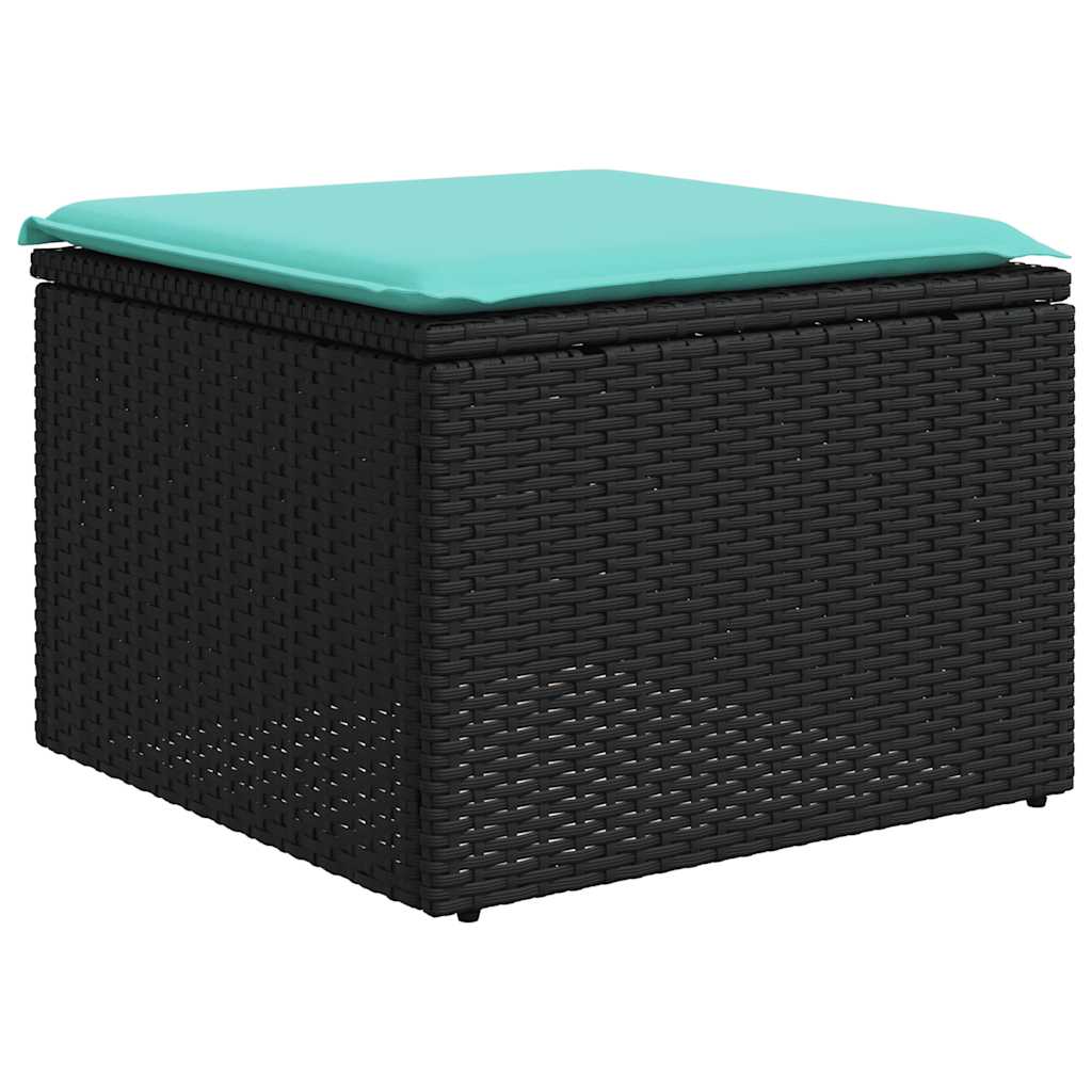 Set Divani da Giardino 7 pz con Cuscini Nero in Polyrattan