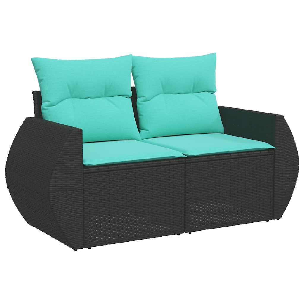 Set Divani da Giardino 6 pz con Cuscini Nero in Polyrattan