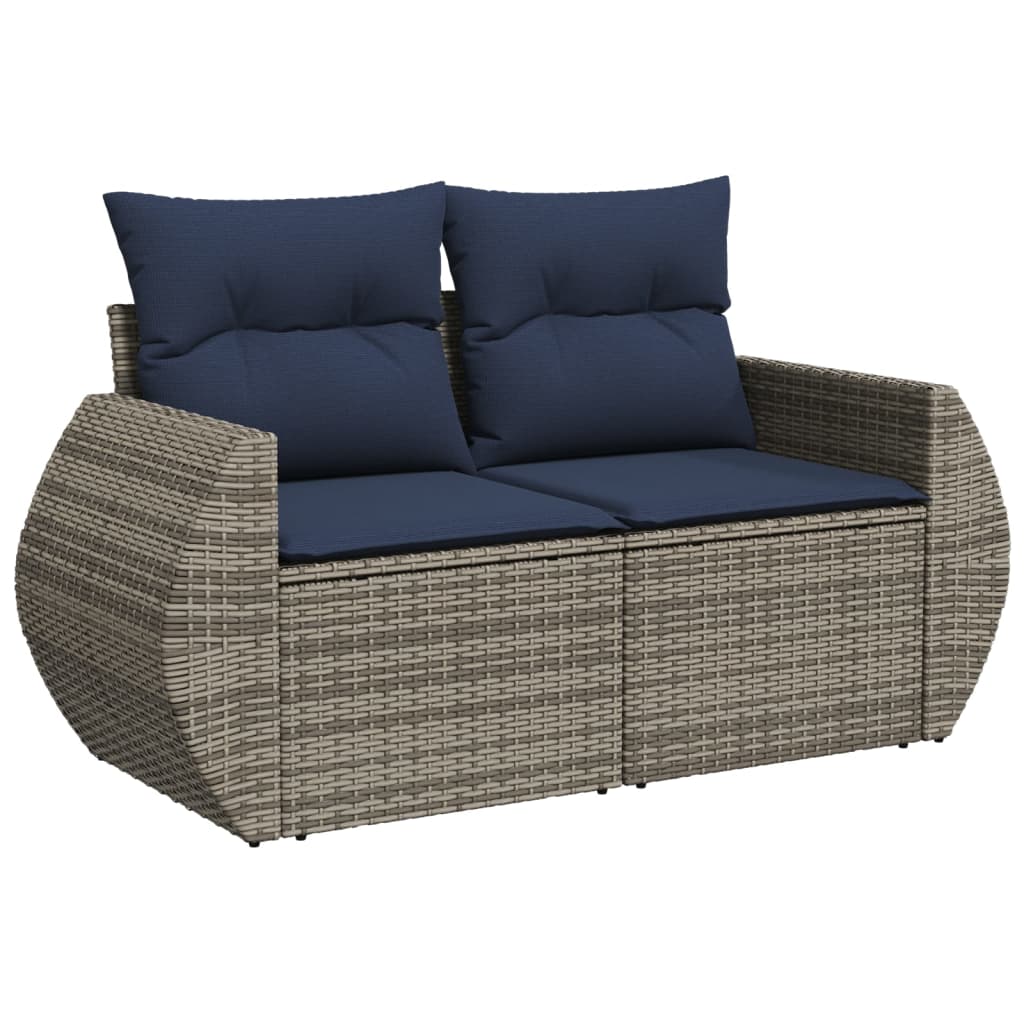 Set Divani da Giardino 6 pz con Cuscini Grigio in Polyrattan