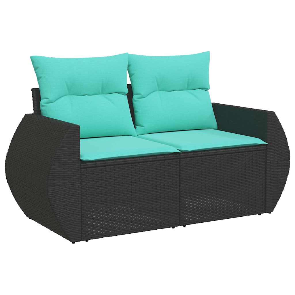 Set Divani da Giardino 6 pz con Cuscini Nero in Polyrattan