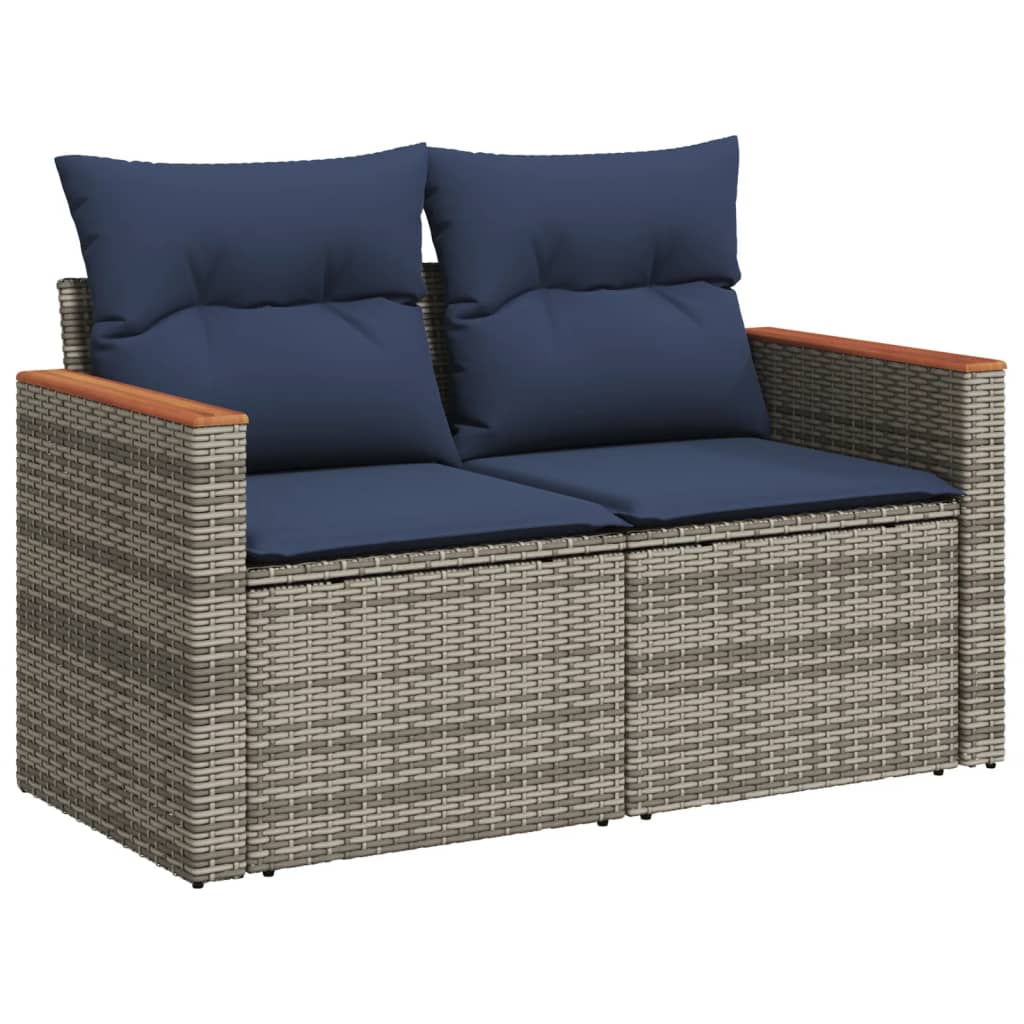 Set Divani da Giardino 7 pz con Cuscini Grigio in Polyrattan