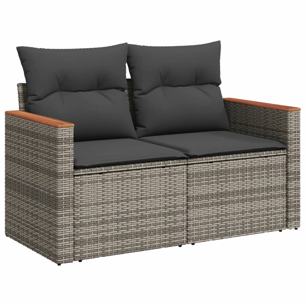 Salotto da Giardino 6 Pezzi in Polyrattan Grigio Sfoderabile
