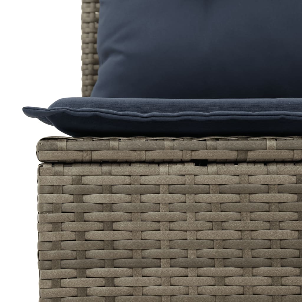 Set Salotto Polyrattan Grigio 7 Pezzi con Cuscini Blu Navy