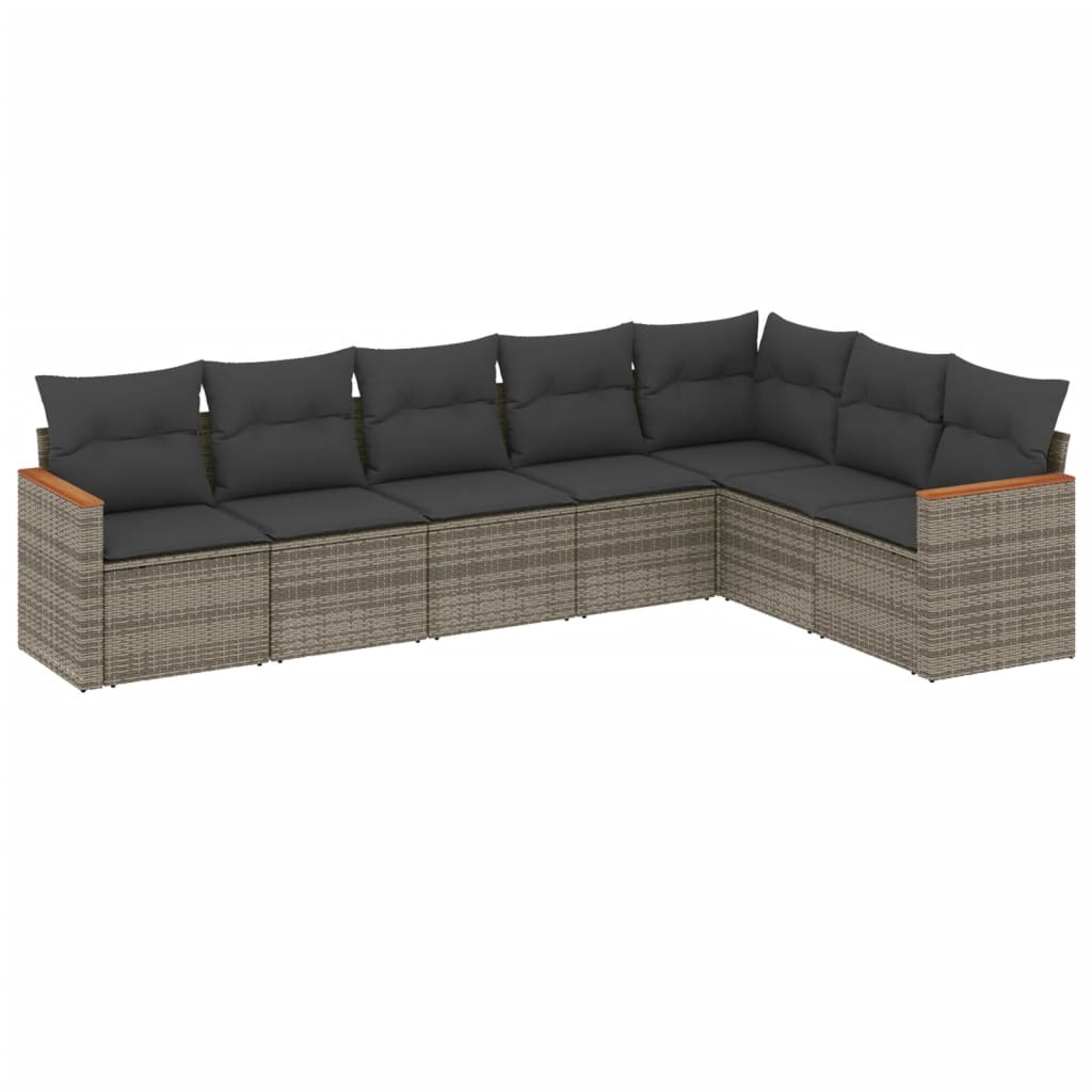 Salotto da giardino 7 pz in polyrattan grigio con cuscini 5