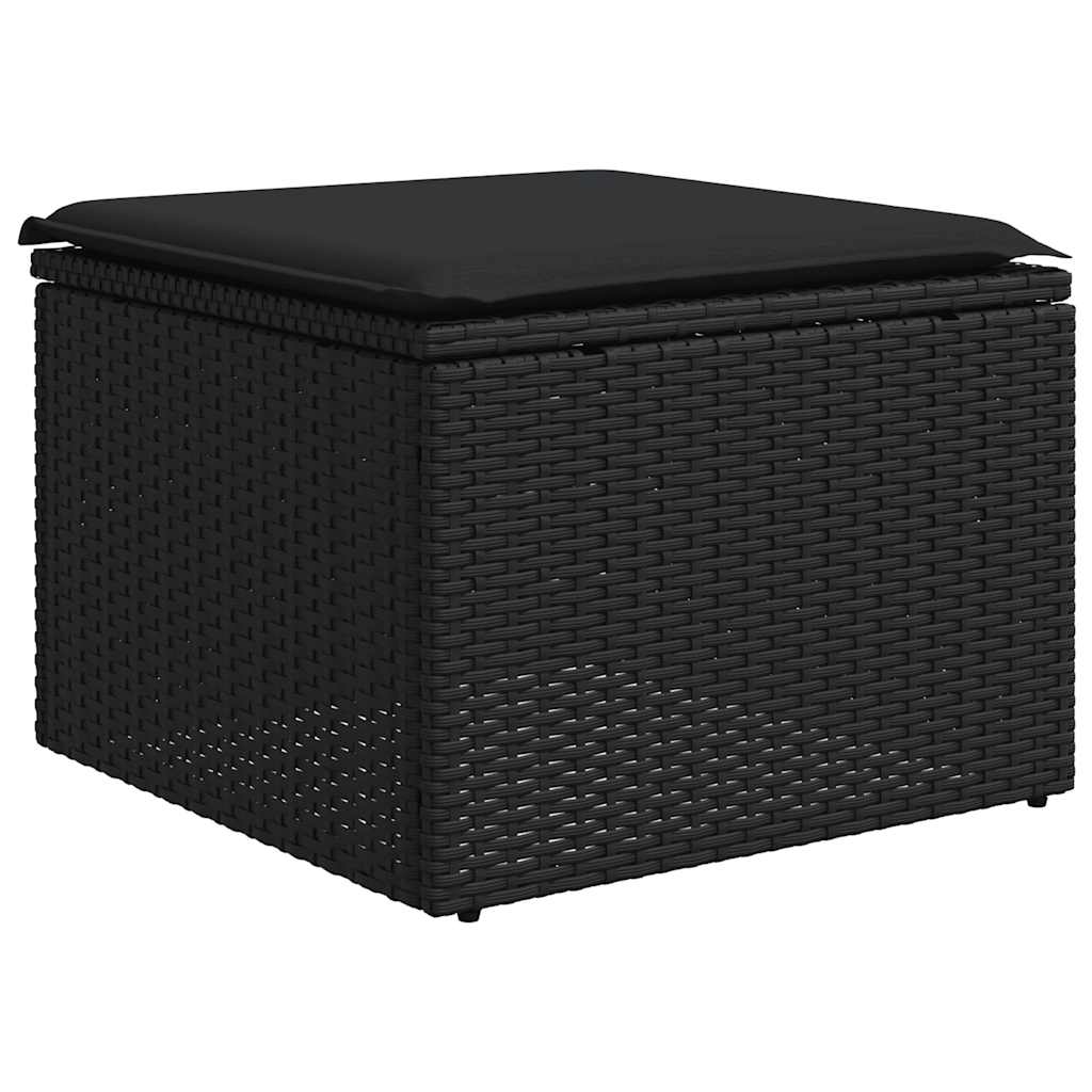 Salotto da giardino 6 pz con cuscini neri in polyrattan