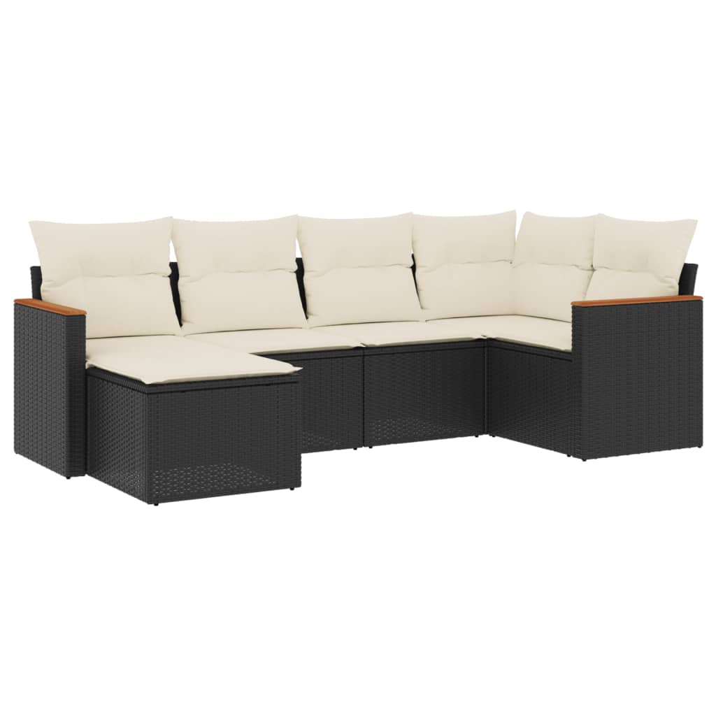 Salotto da giardino 6 pz nero in polyrattan con cuscini sfoderabili 2