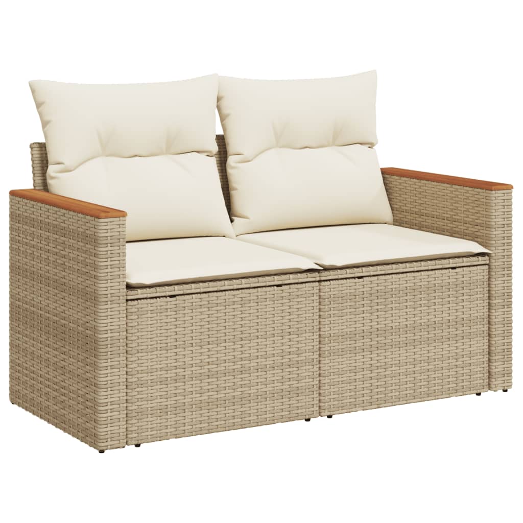 Salotto da giardino modulare beige, 6 pezzi in polyrattan