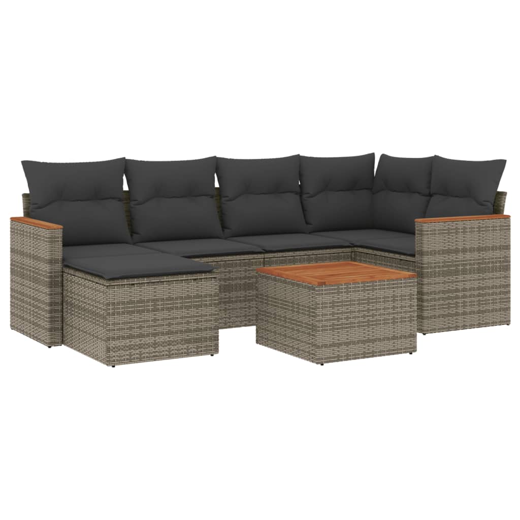Set Salotto da Giardino 7 pz in Polyrattan Grigio