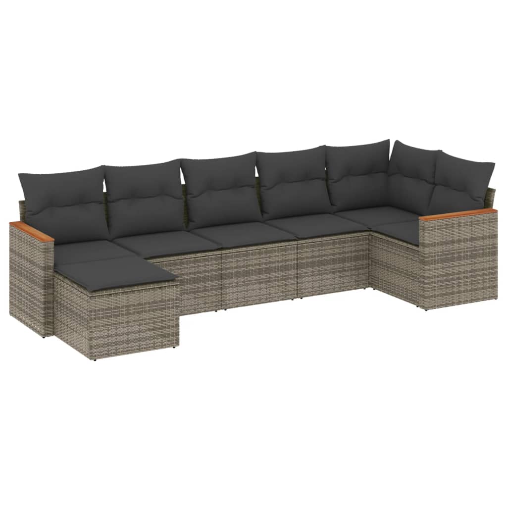 Set Divano da Giardino 7 pz Grigio in Polyrattan
