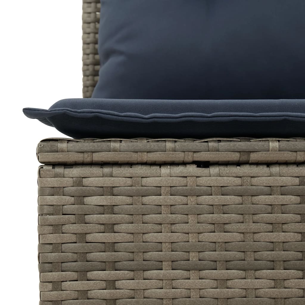 Set Salotto Giardino 7 pz Rattan PE Grigio, Cuscini Blu