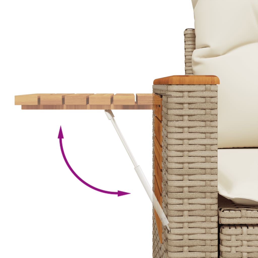 Set Divano da Giardino 6 pz con Cuscini Beige in Polyrattan