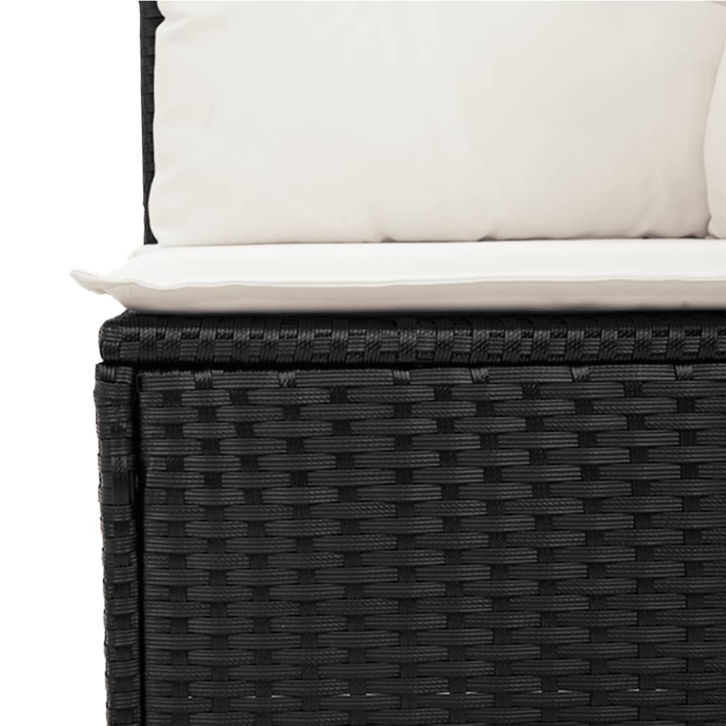 Salotto da giardino nero in rattan PE 6 pezzi