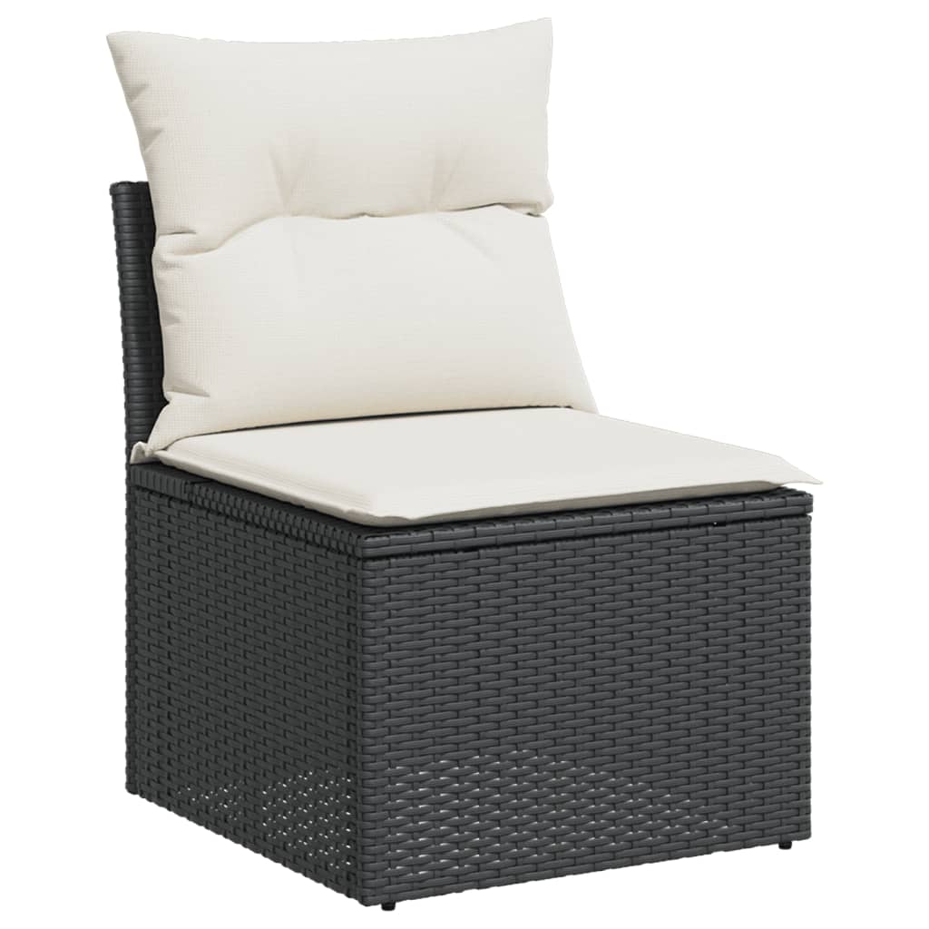Salotto da giardino modulare nero in rattan PE, 6 pezzi