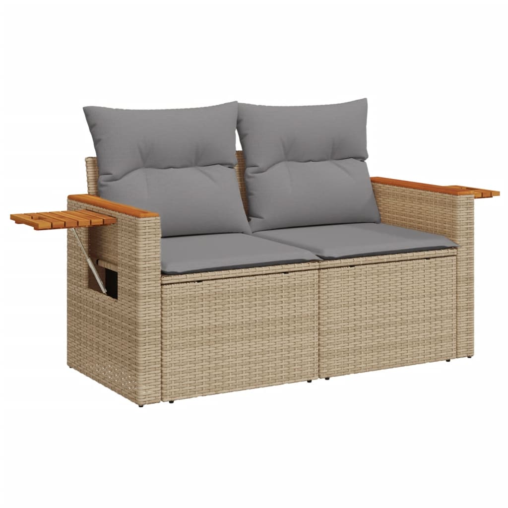 Set Divano da Giardino 6 pz Beige in Polyrattan con Cuscini 4