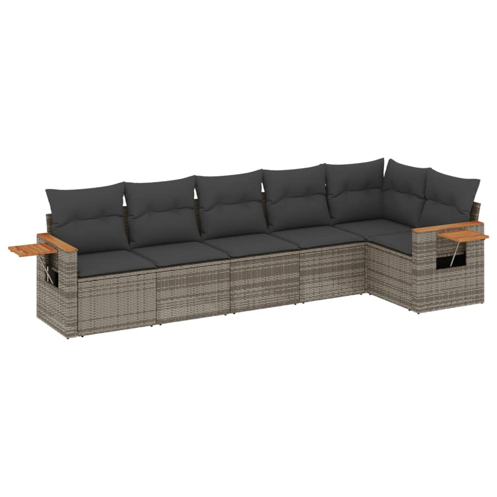 Salotto da giardino in polyrattan grigio, 6 pezzi modulari