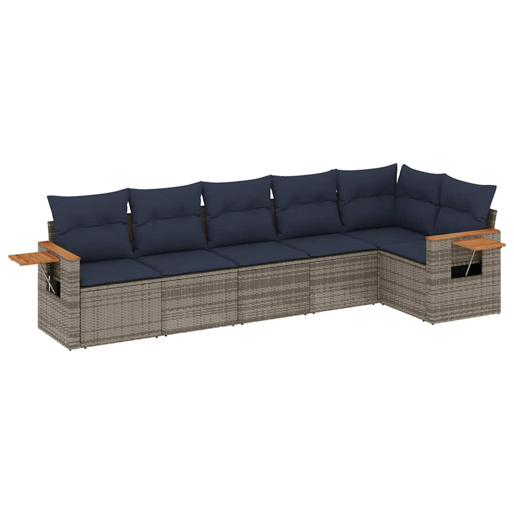 Salotto da Giardino 6 pz Grigio in Rattan PE Modulare
