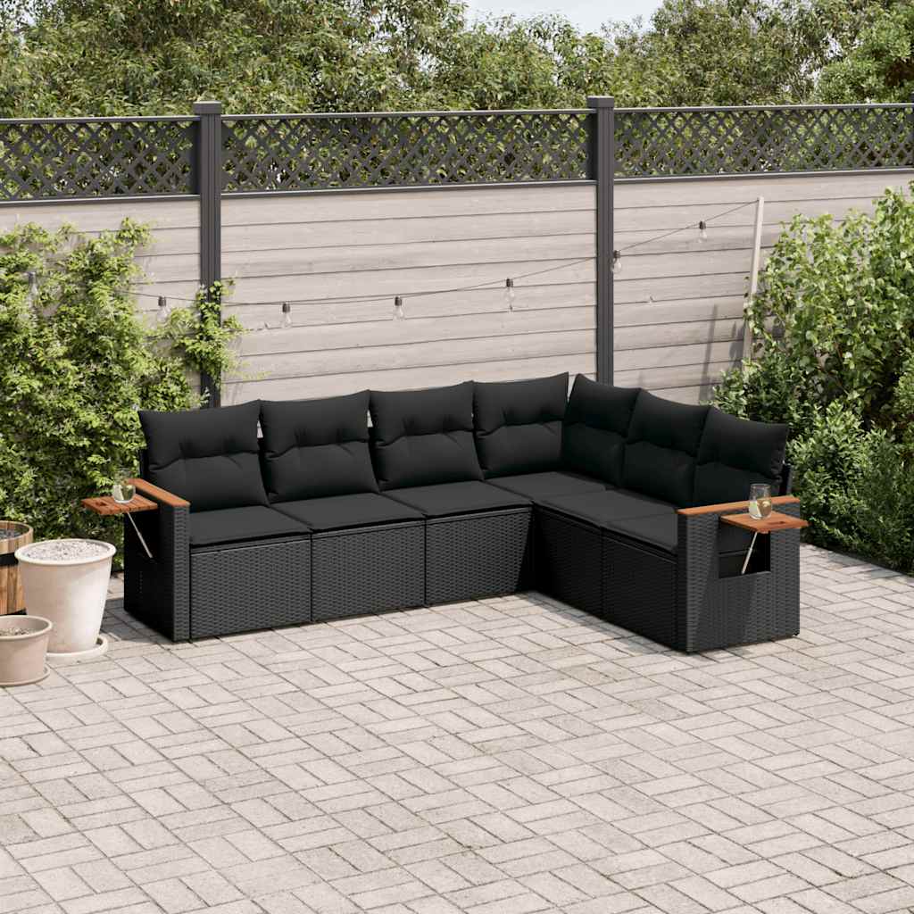 Salotto da Giardino Modulare 6 pz Nero in Polyrattan
