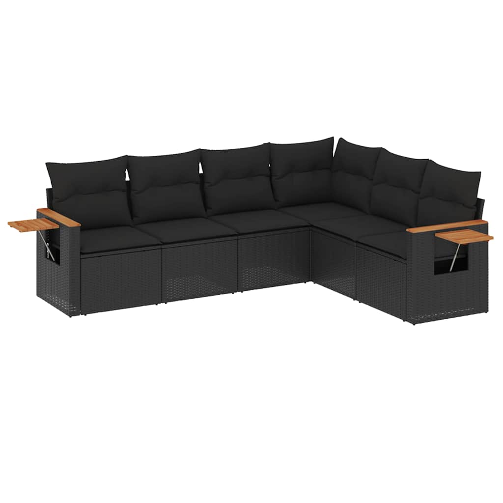 Salotto da Giardino Modulare 6 pz Nero in Polyrattan