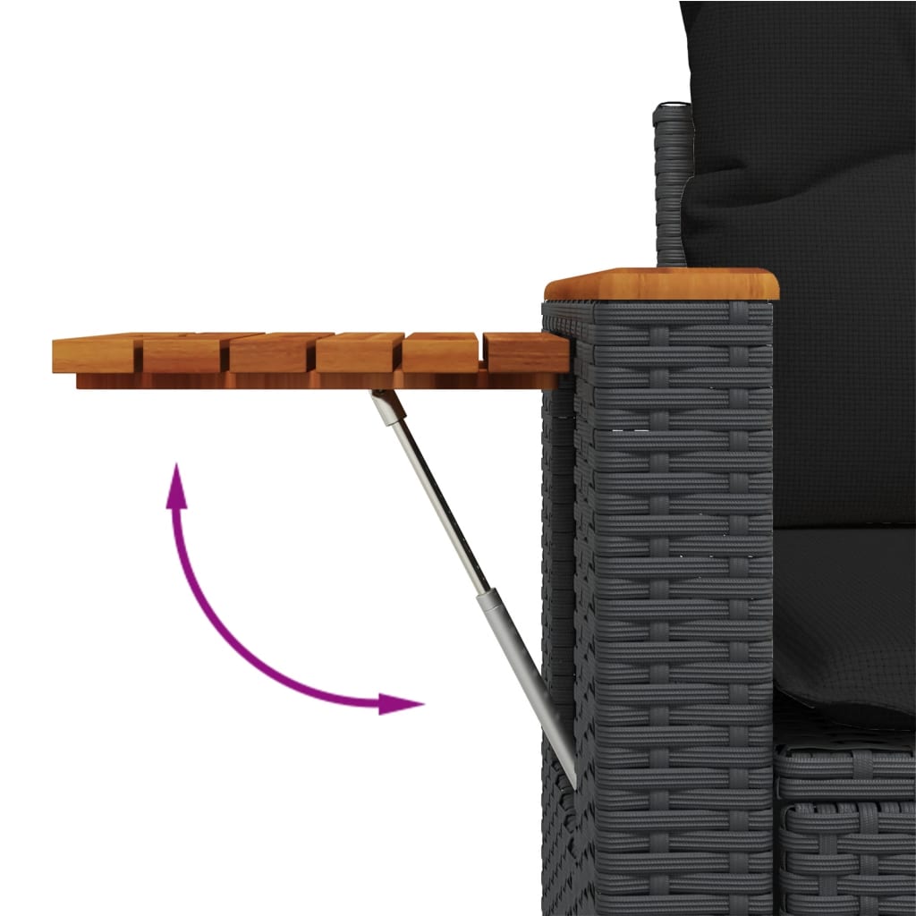 Salotto da Giardino Modulare 6 pz Nero in Polyrattan